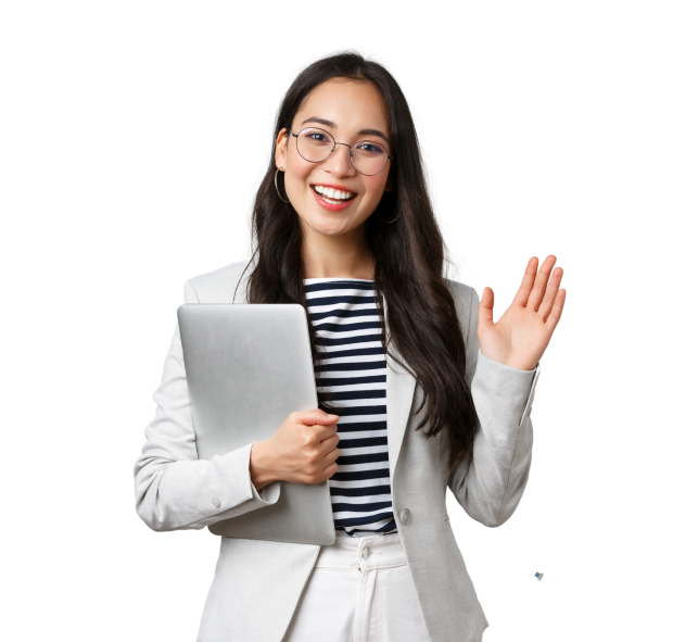 A female professional with laptop in her hand