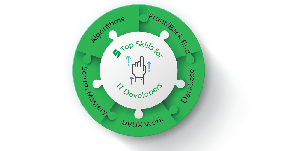 Infographic showing top 5 developer skills