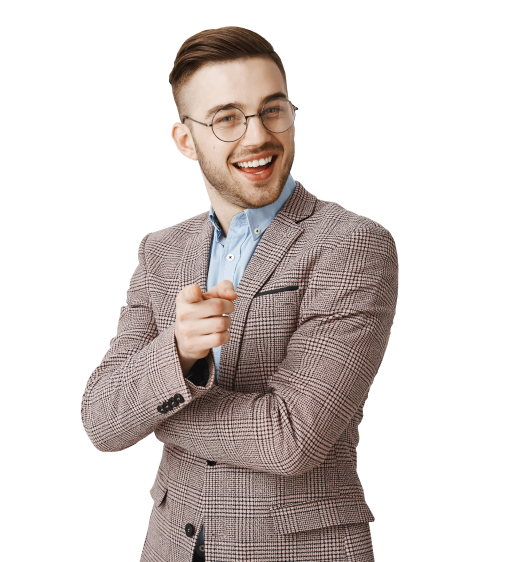 A man pointing finger at you