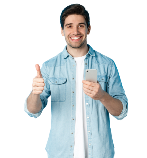 A man showing thumbsup